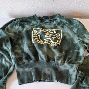 Keith Haring Dk Gren Tie Dye Crop Sweatshirt MD